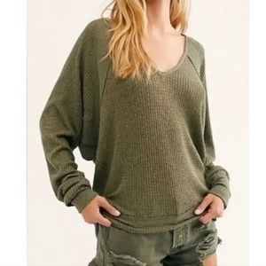 NWT Free People Santa Clara Thermal Green Fern Gully Medium